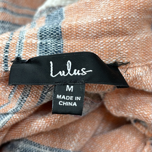 NWOT LULU’S Striped V-Neck Tiered Boho Dress dusty orange size M with pockets - Picture 10 of 12